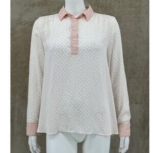 Free People Top Womens XS Pink Sheer Mini Horse Print Preppy Boho‎ Soft Romantic